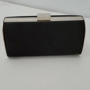 Black satin clutch